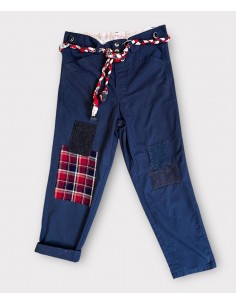 PANTALON BLEU DE CHINE  CARREAUX