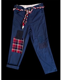 PANTALON BLEU DE CHINE  CARREAUX 2