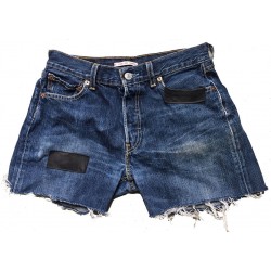 DENIM SHORT PATCH LEATHER