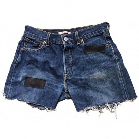 DENIM SHORT PATCH LEATHER