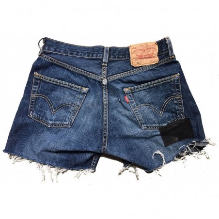 DENIM SHORT PATCH LEATHER