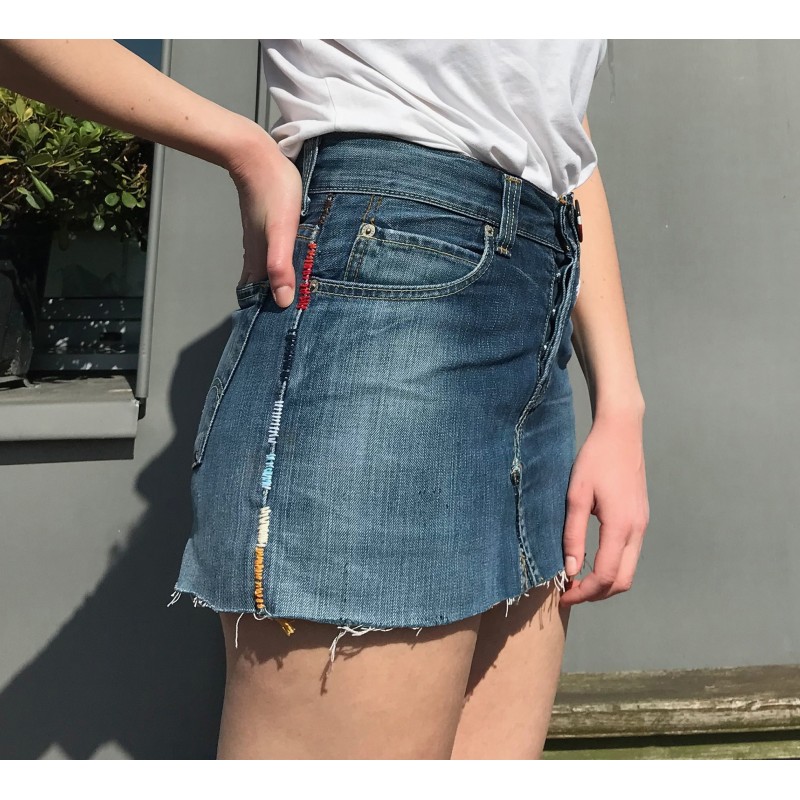 DENIM SKIRT  HAND STITCH