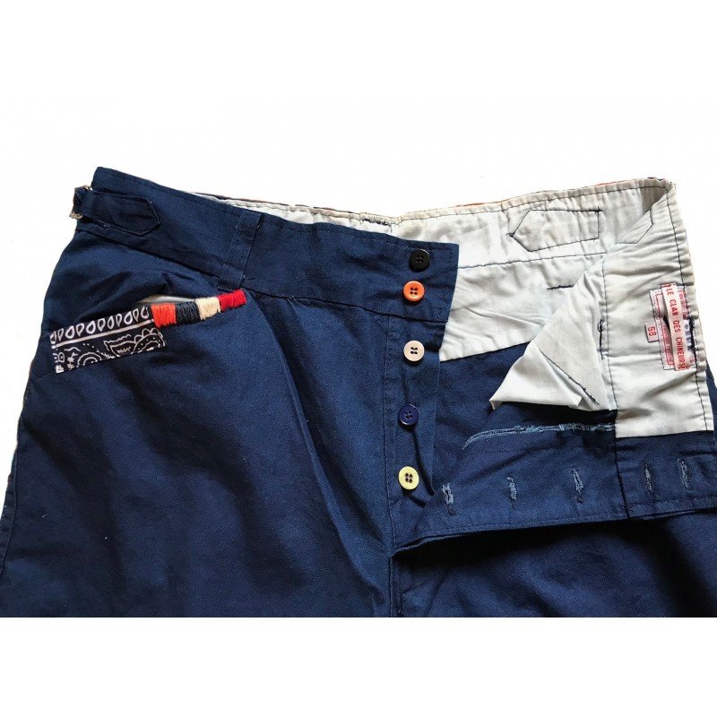 PANTALON BLEU DE CHINE BANDANS HAND STITCH