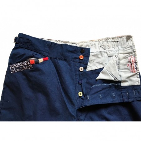 PANTALON BLEU DE CHINE BANDANS HAND STITCH PANTALON BLEU DE CHINE BANDANS HAND STITCH