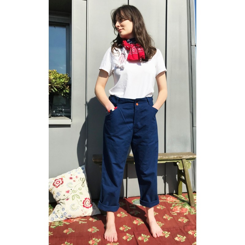 PANTALON BLEU DE CHINE BANDANS HAND STITCH